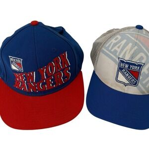 CCM Reebok New York Rangers Snapback Hat Lot 2pc Youth Blue Red Mens Womens